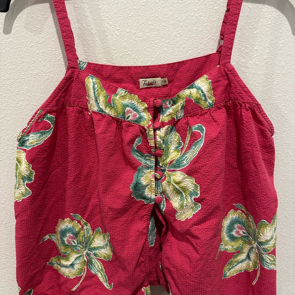 Faherty Red and Green Patterned Top